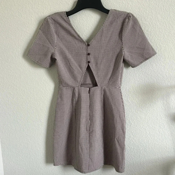 Sadie & Sage Gingham Dress Brown Maroon - Picture 5 of 6